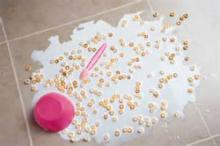 A spilled bowl of cereal